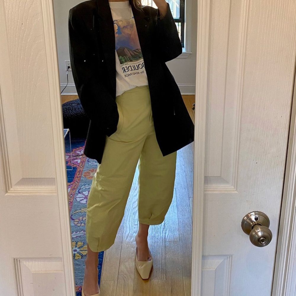 NWT Tibi Cotton Twill Sculpted Pant in Butter